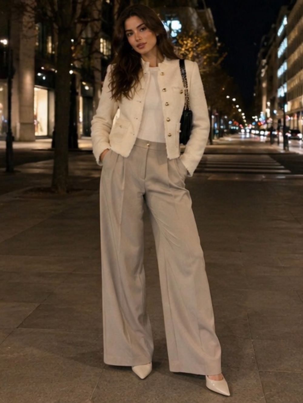 Mango Cream Tweed Button-Front Jacket - Picture 4 of 11